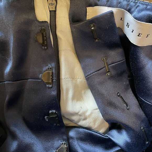 Neil Bieff Blue Gray Beaded Chiffon Corseted Halter Sashed Maxi Dress Size 0 - Picture 5 of 7